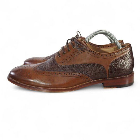 Warfield & Grand Casey Wingtip Leather Oxfords Men's 10 Two Tone Brown - Picture 2 of 12
